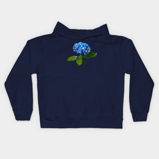 Blue Hydrangea With Leaves Kids Hoodie